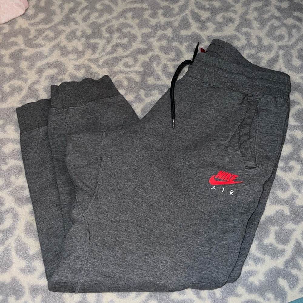 Nike Gray Sweatpants with Red Logo